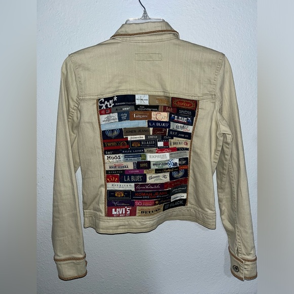 UNIQUE Merona brand size XS tan jean jacket with brand tags handmade - Picture 3 of 8